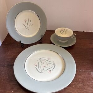 Castleton Flair 4 Piece Place Setting Dinner Plate,‎ Salad Plate, Cup And Saucer